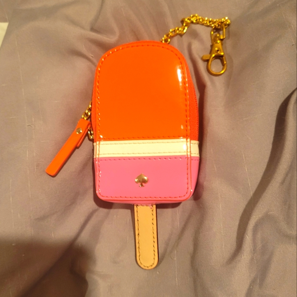 Kate Spade Popsicle Ice Cream Coin Purse Pouch Orange Pink Rare